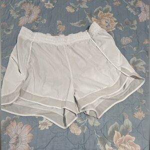 ATHLETA White Mesh Racer Running 4" Shorts Natural Waist Pull On Relaxed Fit 1X